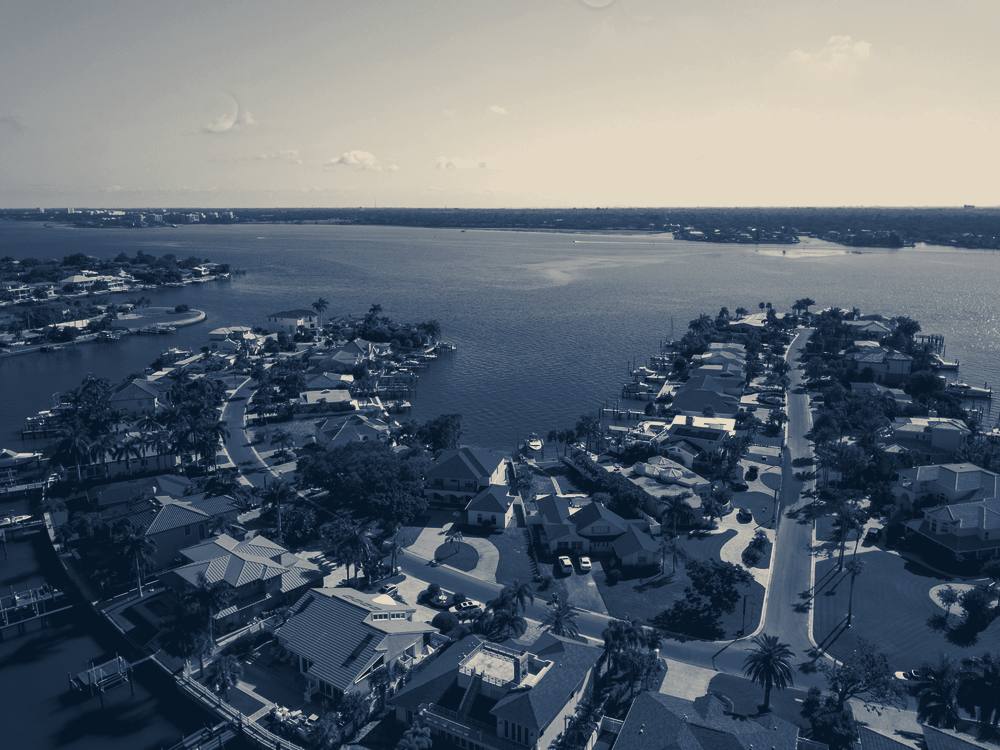 Aerial view of a waterside neighborhood, Indian Rocks Beach, Florida