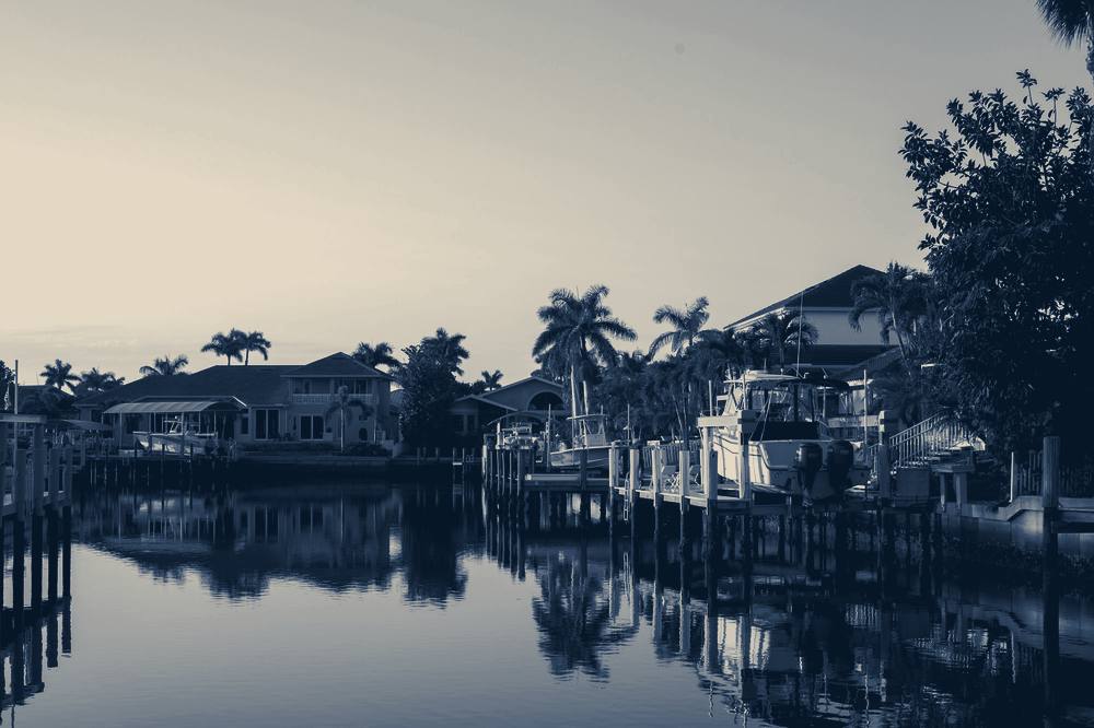 Waterfront homes along a canal, Florida