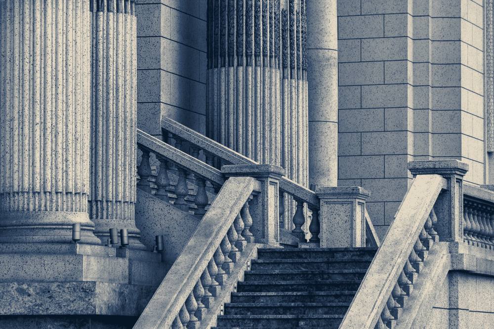 Stone staircase with classical columns